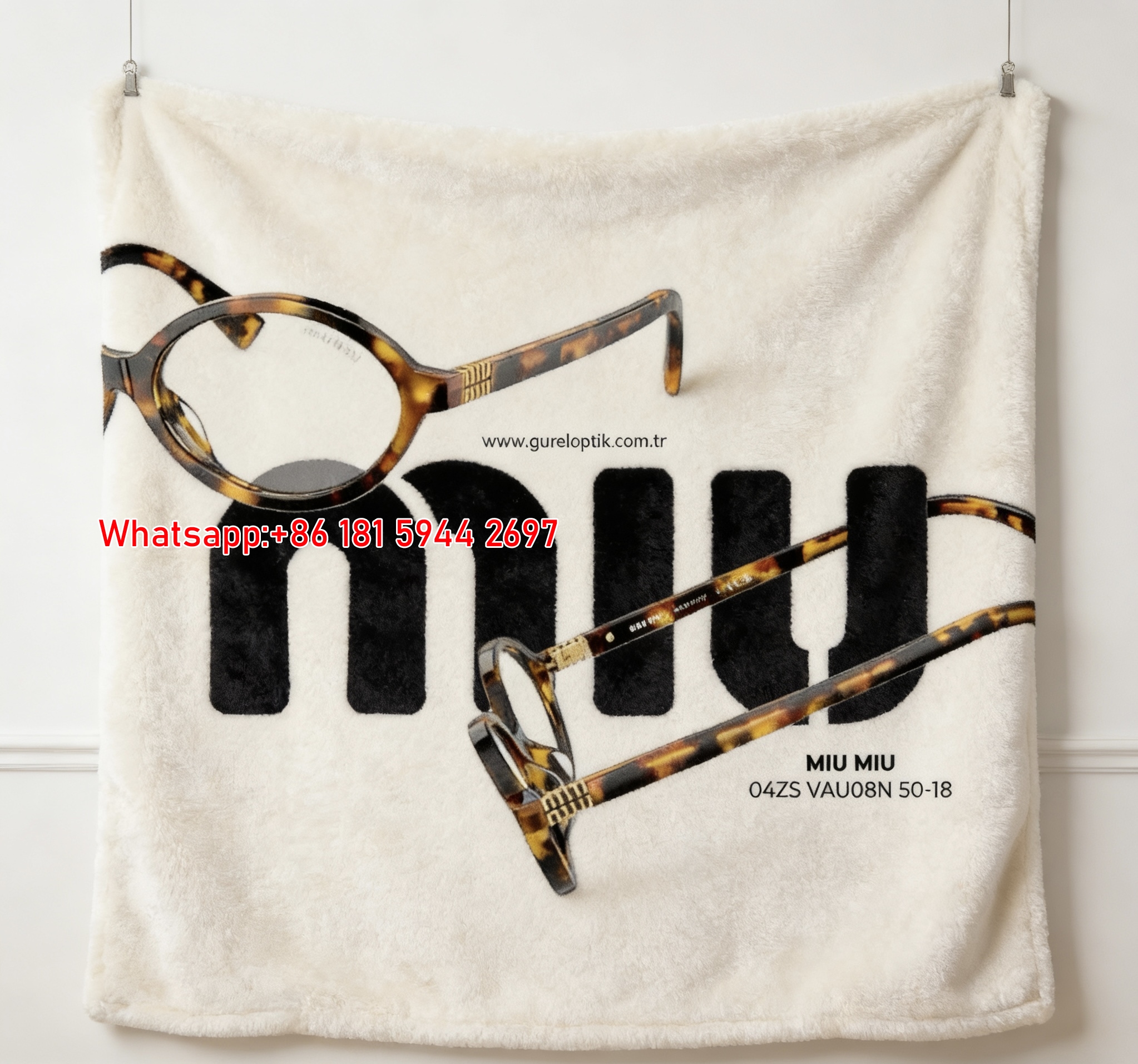 Miu Miu Tortoise Shell Eyeglass Print Flannel Throw Blanket IMG_0405